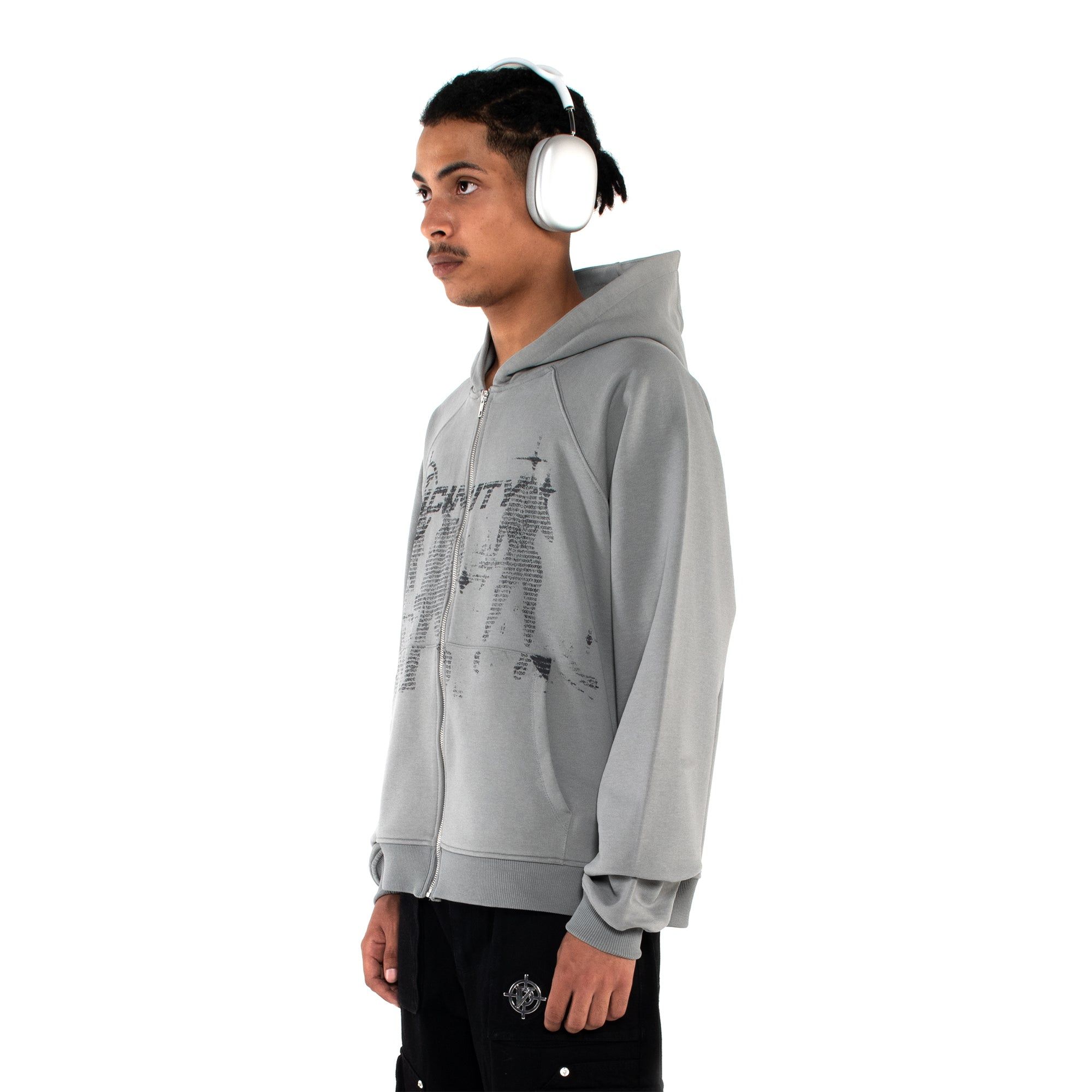 BINARY ZIP HOODIE GREY sold by vicinity product image thumbnail 3