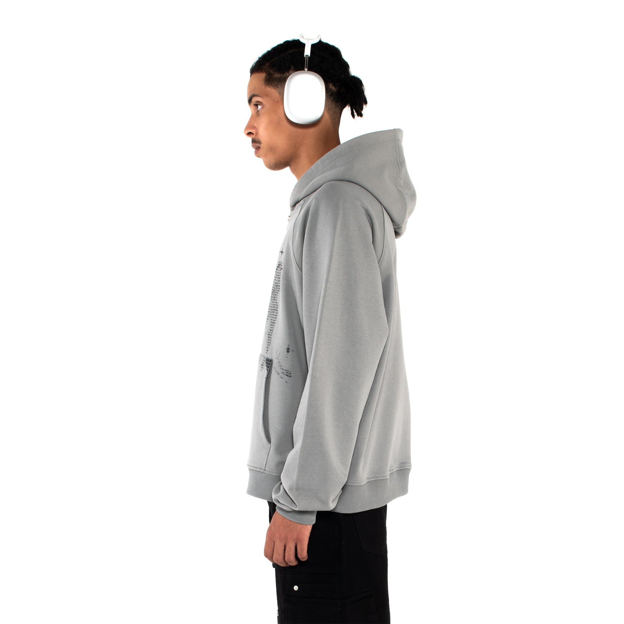 BINARY ZIP HOODIE GREY sold by vicinity product image thumbnail 4