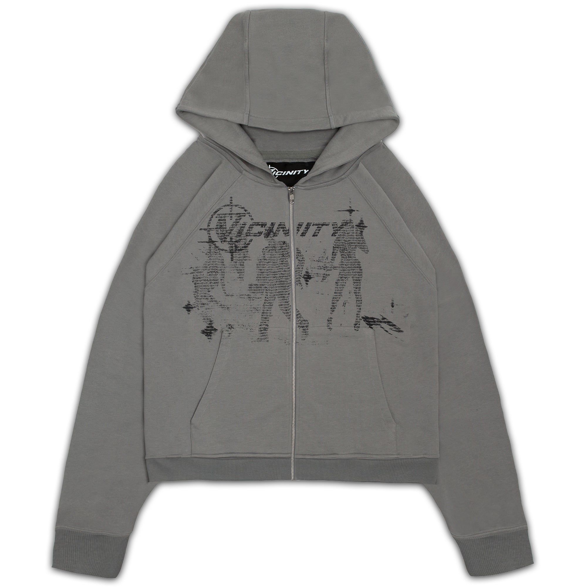 BINARY ZIP HOODIE GREY sold by vicinity