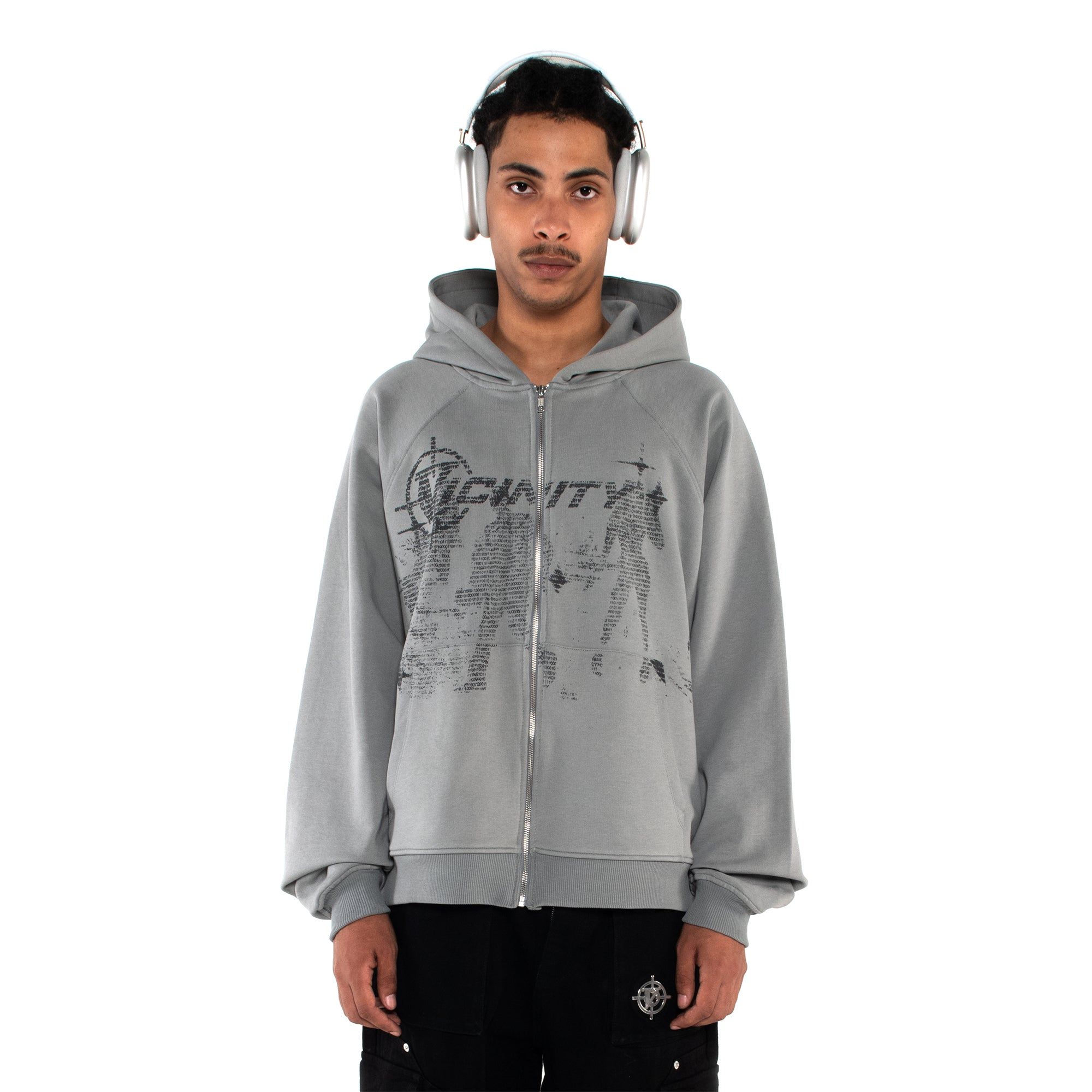 BINARY ZIP HOODIE GREY sold by vicinity product image thumbnail 2