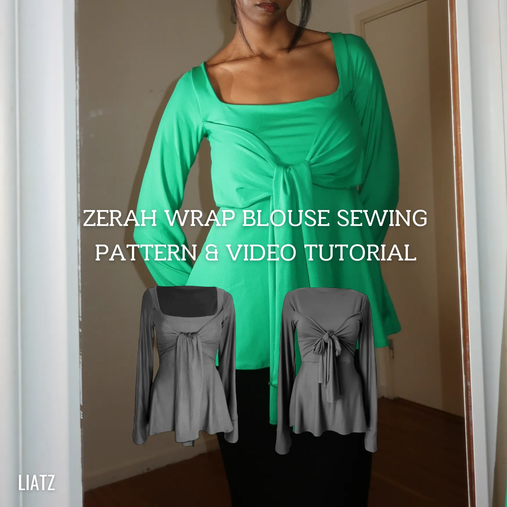 Zerah Wrap Blouse Sewing Pattern sold by liatz product image thumbnail 2