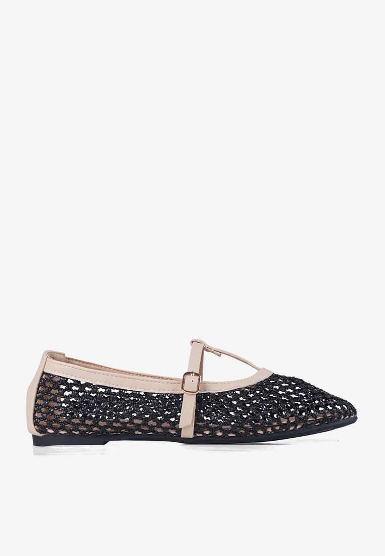 Aria Black Woven Mary Jane Flat Shoes Summer Slip On sold by INPACA product image thumbnail 5