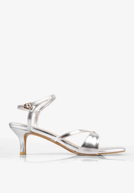 Calula Heels in Silver made by INPACA