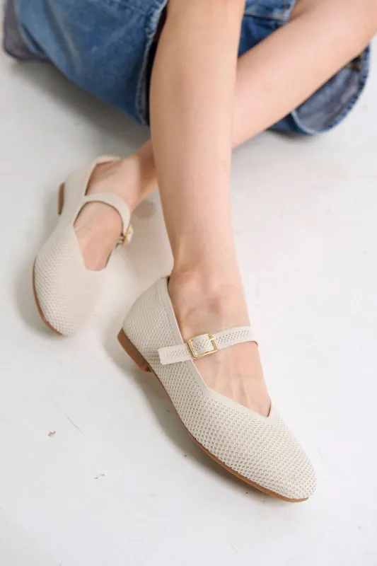 Maia Flatshoes in Cream sold by INPACA