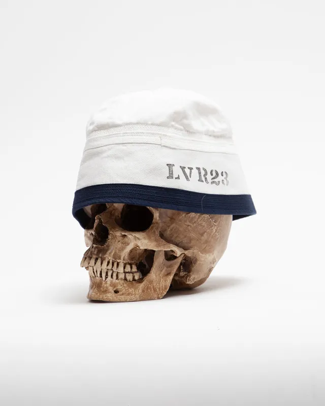 CA010 - NAVY HAT / Off White w/ Navy Ribbon sold by The Corona Utility