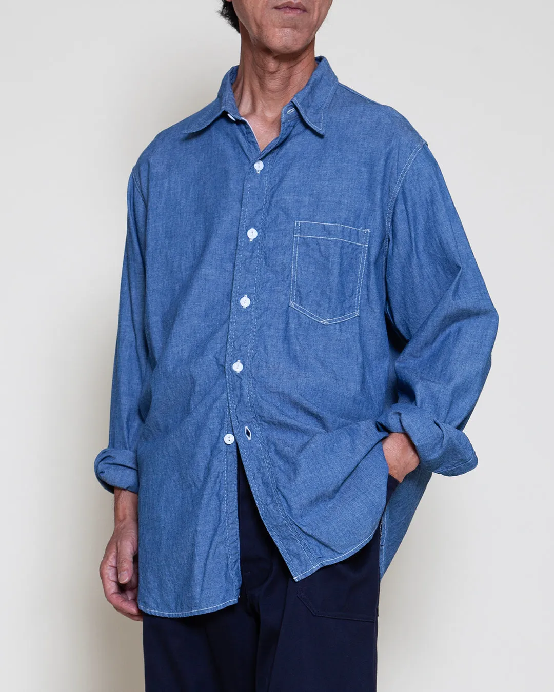 CS001 - NAVY 1POCKET SHIRT / Blue Chambray sold by The Corona Utility product image thumbnail 4