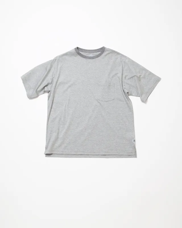 CC010  - BASIC POCKET TEE / Top Grey × White made by The Corona Utility