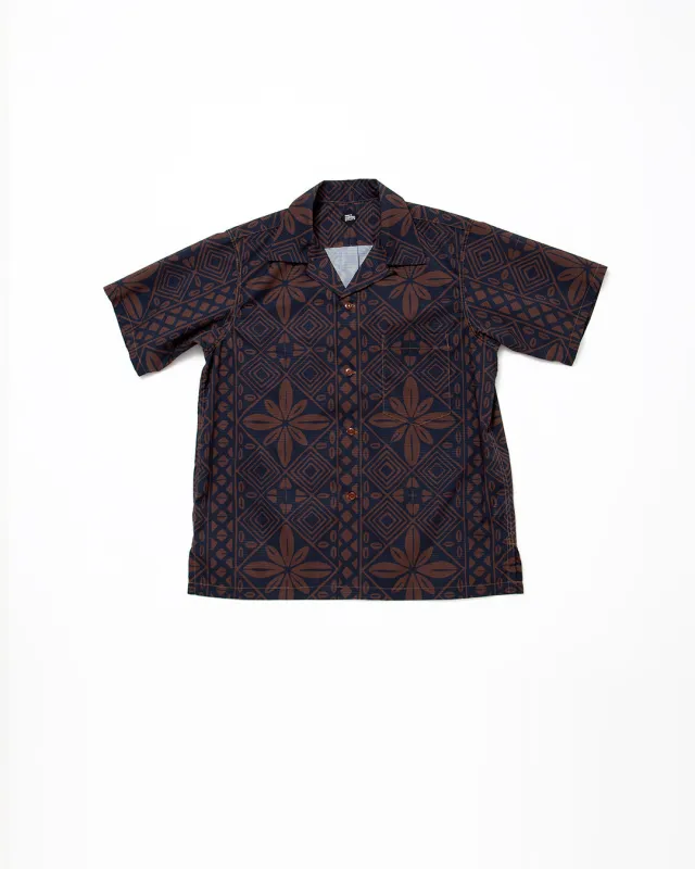 CS097 - FRENCH CAFE SHIRT S/S / Charcoal Grey × Brown made by The Corona Utility