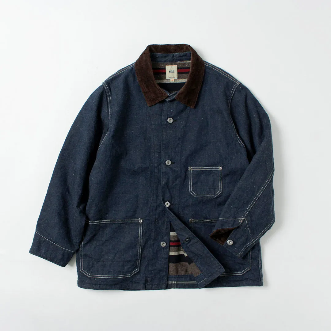 FOB FACTORY / F2456 Denim Chore Jacket with Blanket Liner sold by Haku Clothing