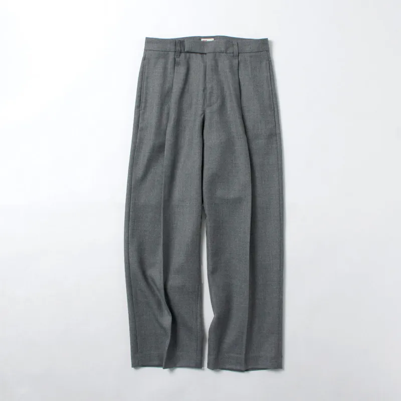 TRADITIONAL WEATHERWEAR / Union Slacks 102L Dry Wool Twill Tucked Semi-Wide Pants made by Haku Clothing