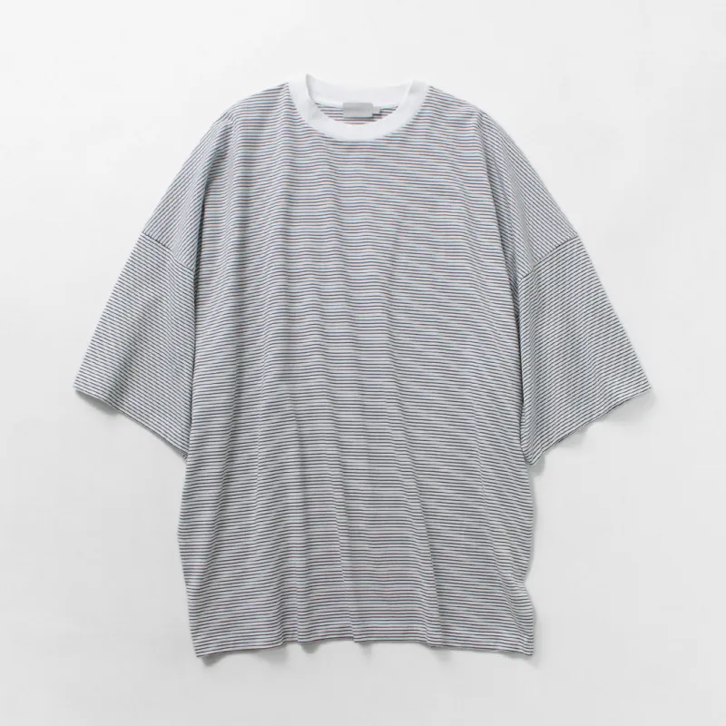 HANDVAERK / Short Sleeve Tapered Big Striped T-Shirt made by Haku Clothing
