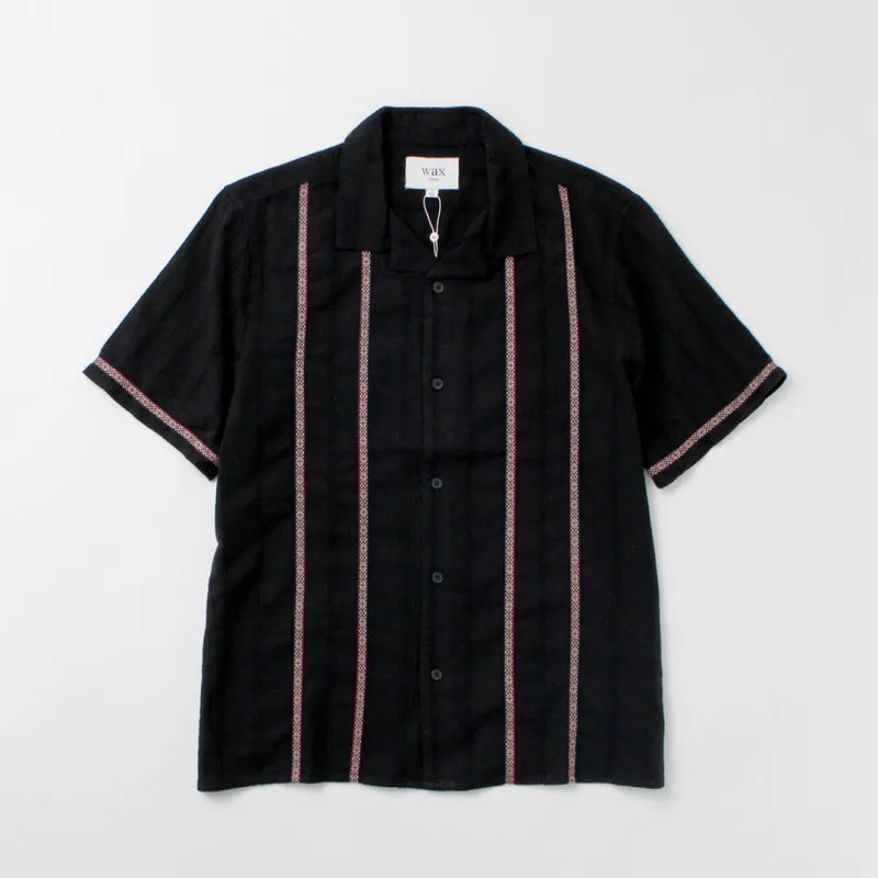 WAX LONDON / Didcot Short Sleeve Shirt Striped Open Dobby made by Wax London