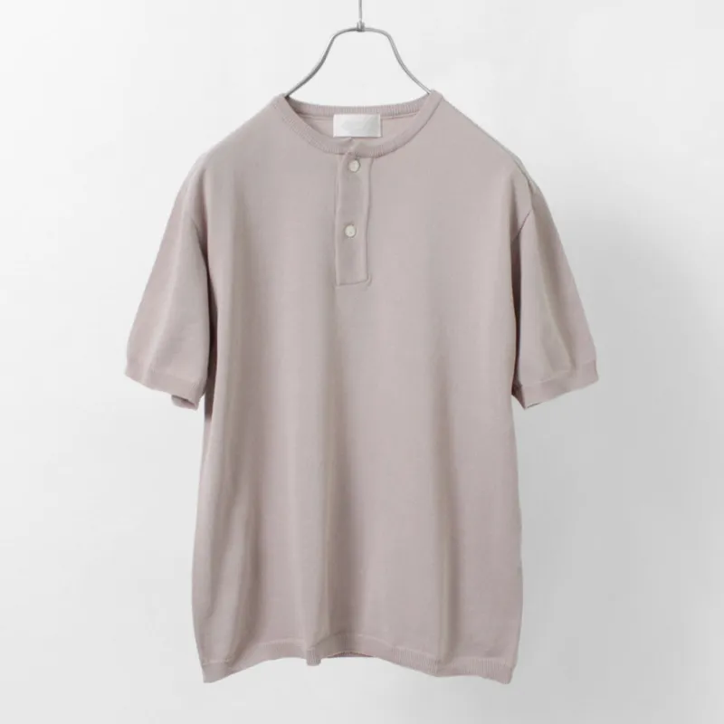 SOGLIA / Cotton Fitted Seamless Henry Neck Knit Tee made by Haku Clothing