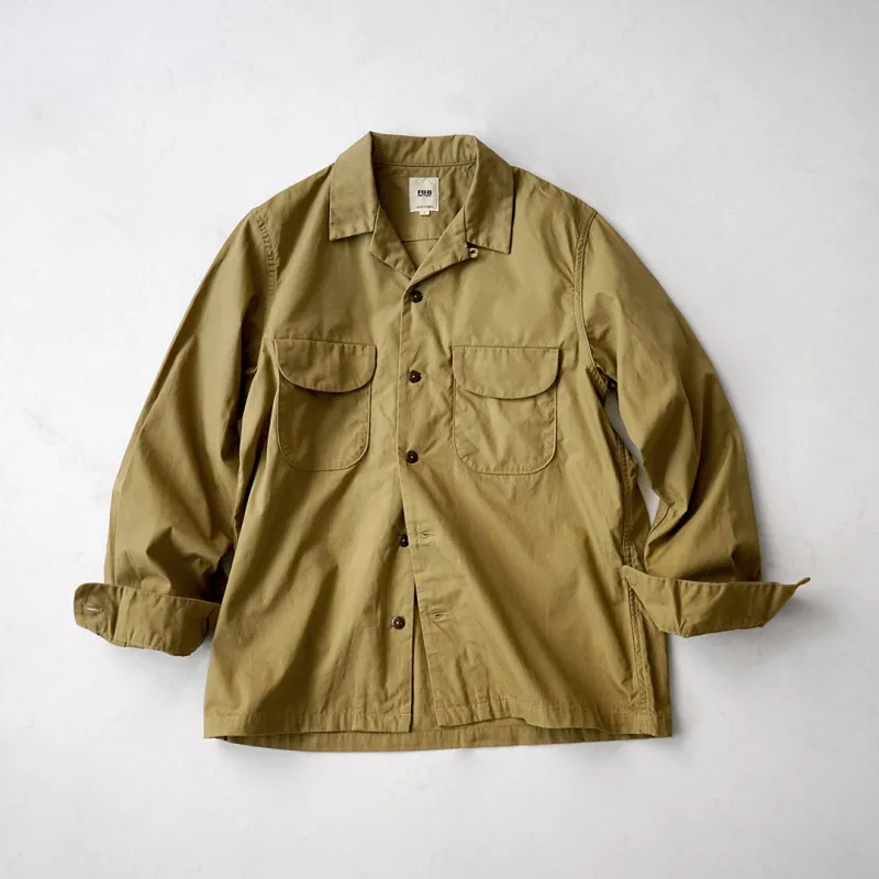 FOB FACTORY / F3515 Vat-dyed Poplin Open Collar Shirt made by FOB Factory