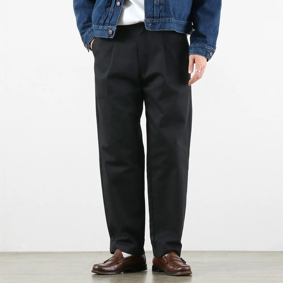 UNIVERSAL OVERALL / Heritage T/C Relax 1-Tuck Pants Bio-Wash STONE CARVER Chino Pants sold by Haku Clothing product image thumbnail 5