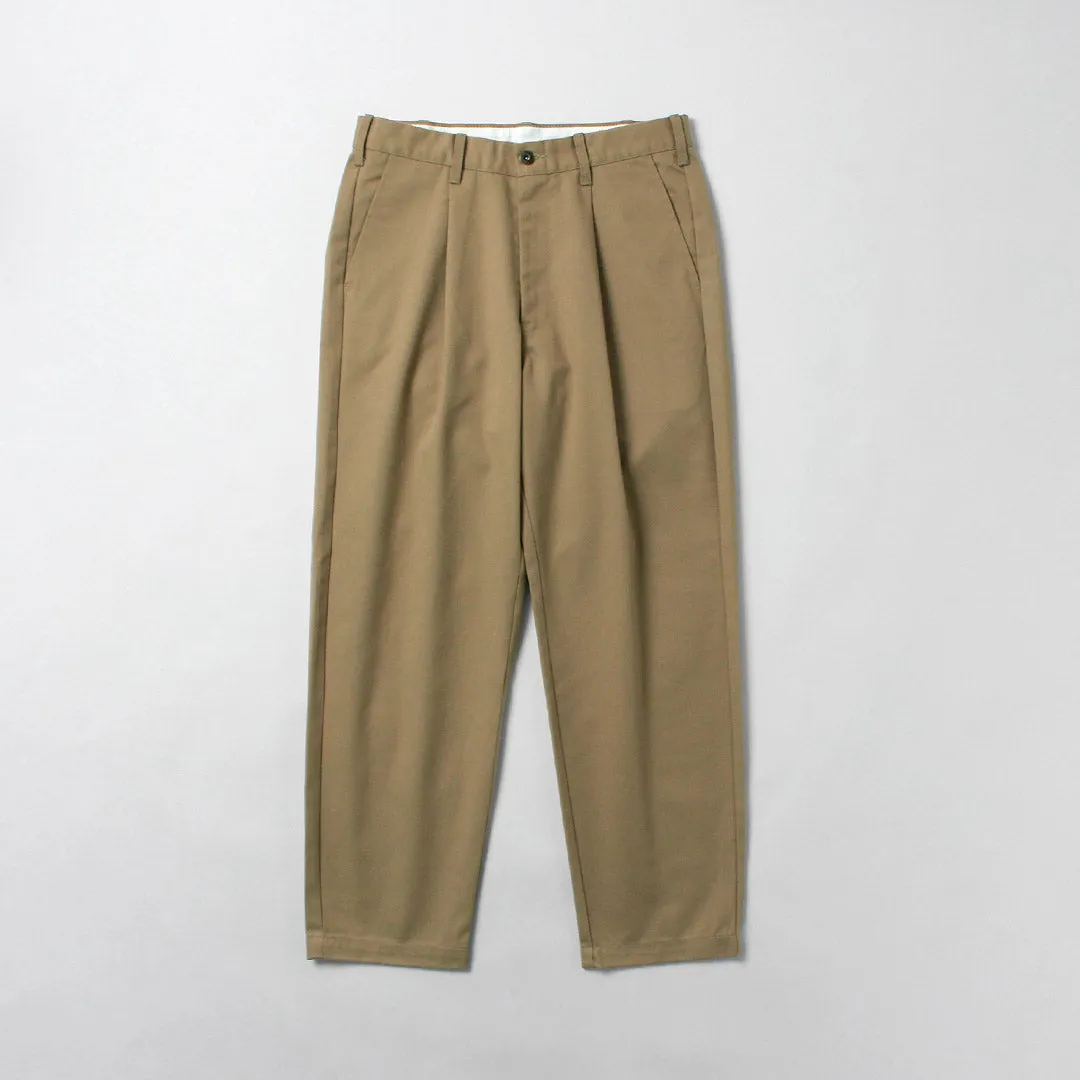 UNIVERSAL OVERALL / Heritage T/C Relax 1-Tuck Pants Bio-Wash STONE CARVER Chino Pants sold by Haku Clothing