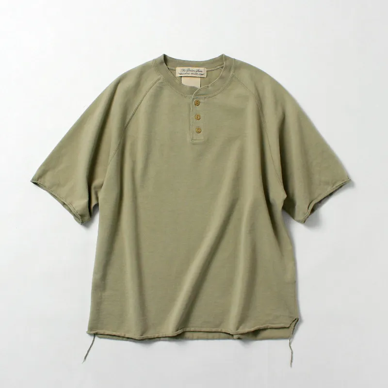 REMI RELIEF / Supima French Terry Henley Neck S/S Crew Sweatshirt made by Remi Relief