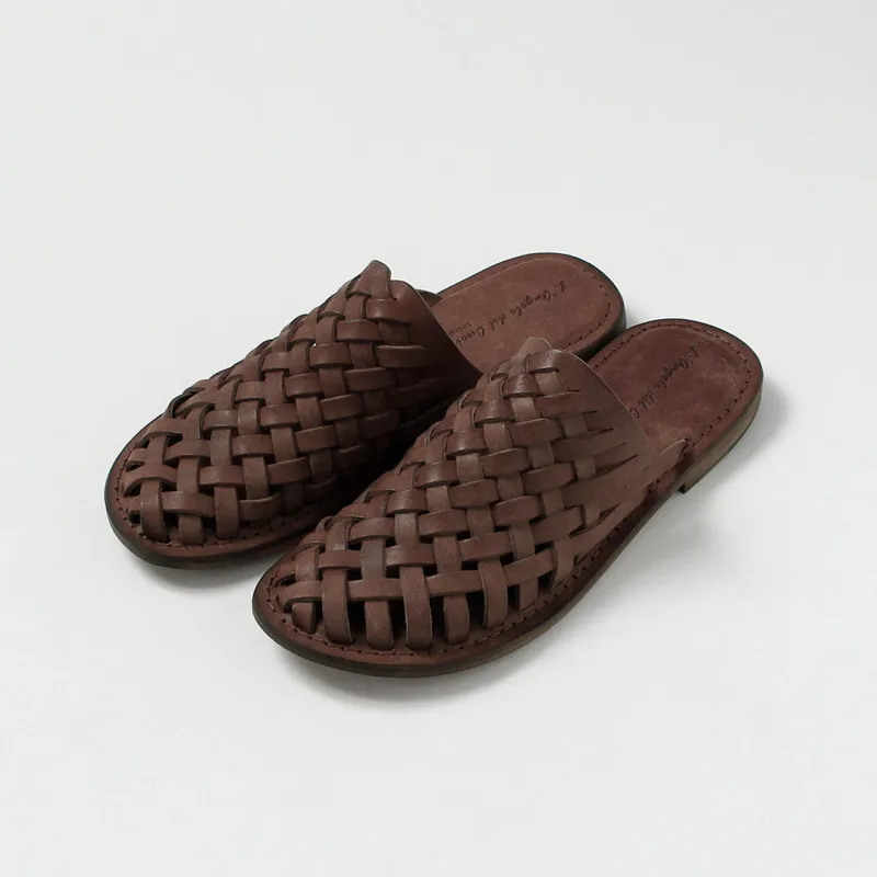 L'ANGOLO DEL CUOIO / Woven Leather Slide Sandals made by Haku Clothing