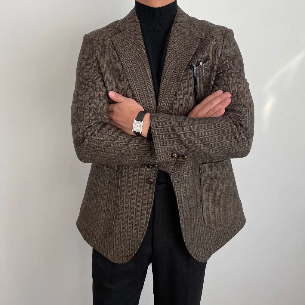 Herringbone Wool Texture Blazer sold by Josepht