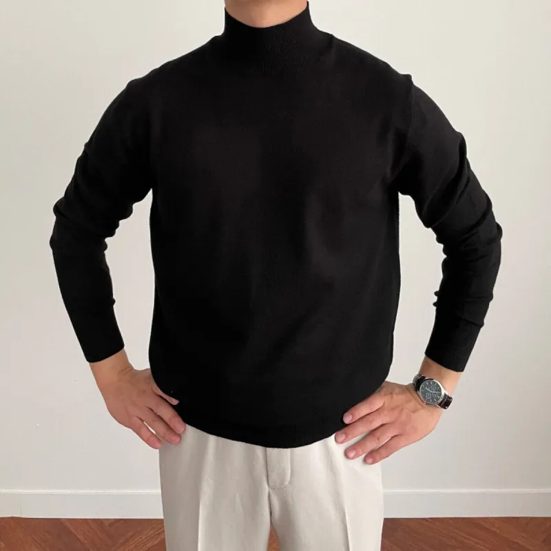 Black Fine-knit Mock Neck Sweater sold by Josepht