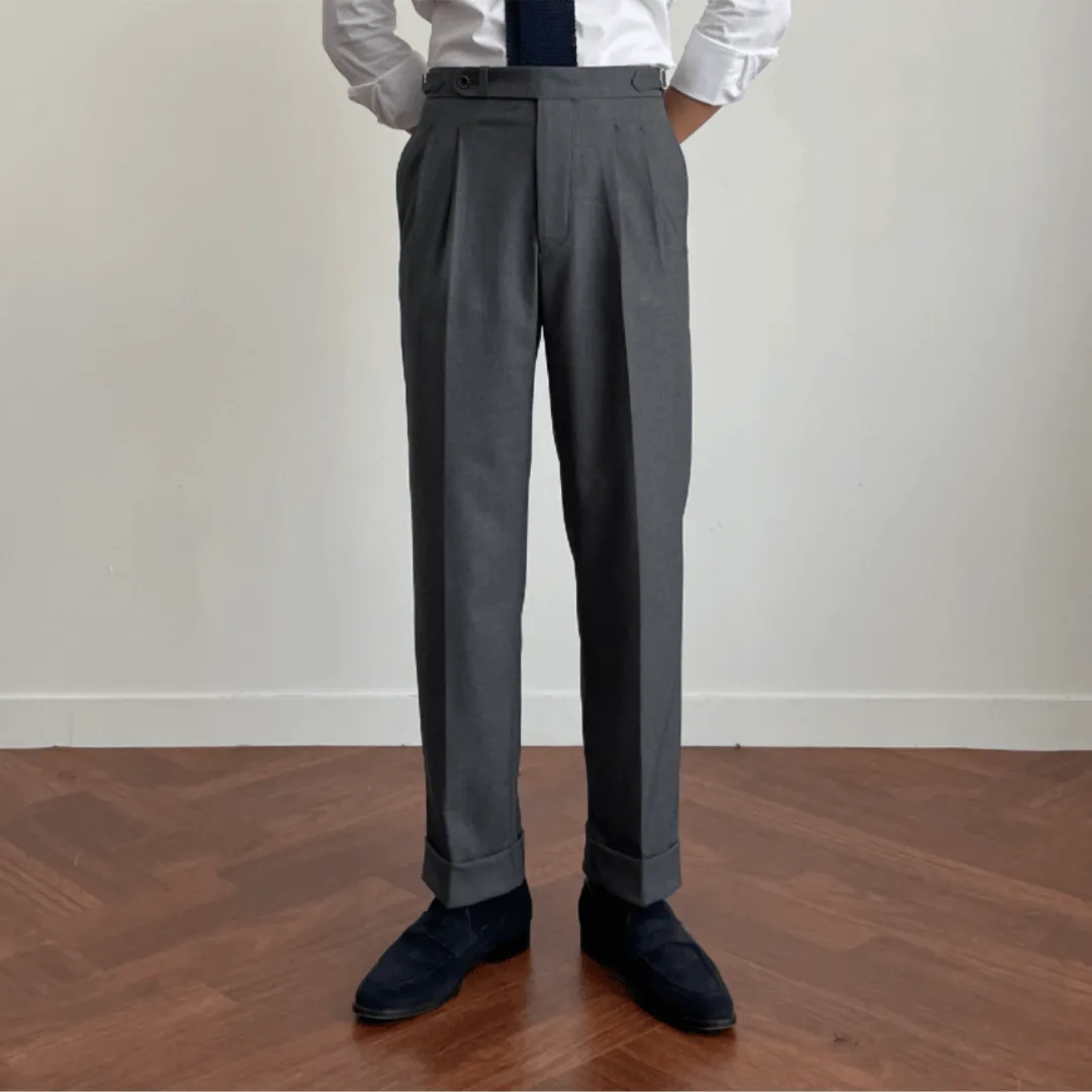 Signature Double-Pleated Suit Pants Grey sold by Josepht
