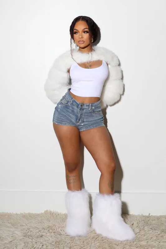 Opulent Rhinestone Denim Shorts sold by EDGE by Know Style