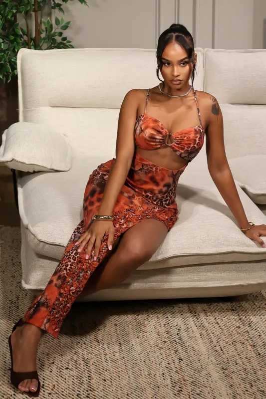 Heatwave Mesh Print Maxi Dress sold by EDGE by Know Style