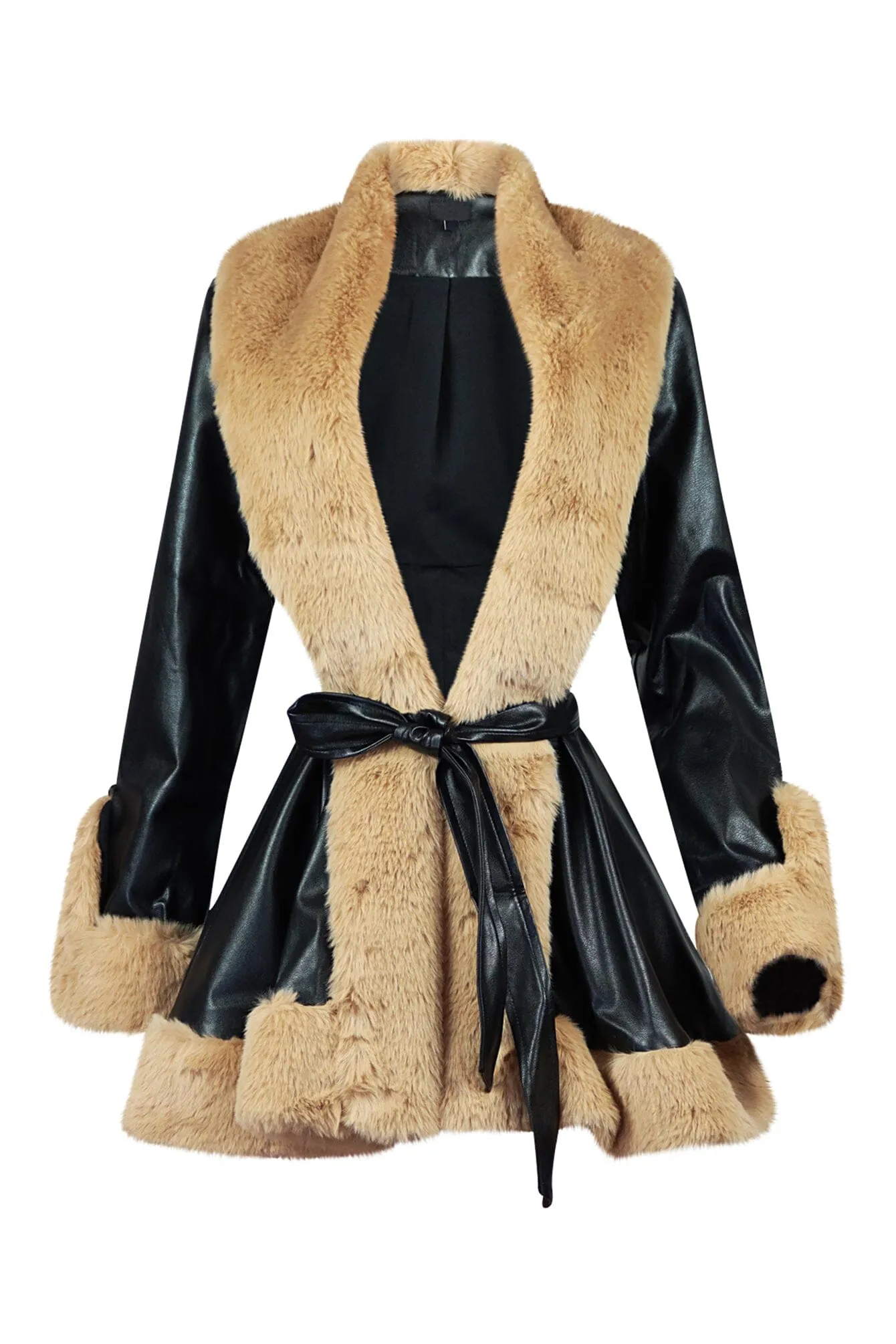 Bronx PU Faux Fur Flare Coat sold by EDGE by Know Style product image thumbnail 4