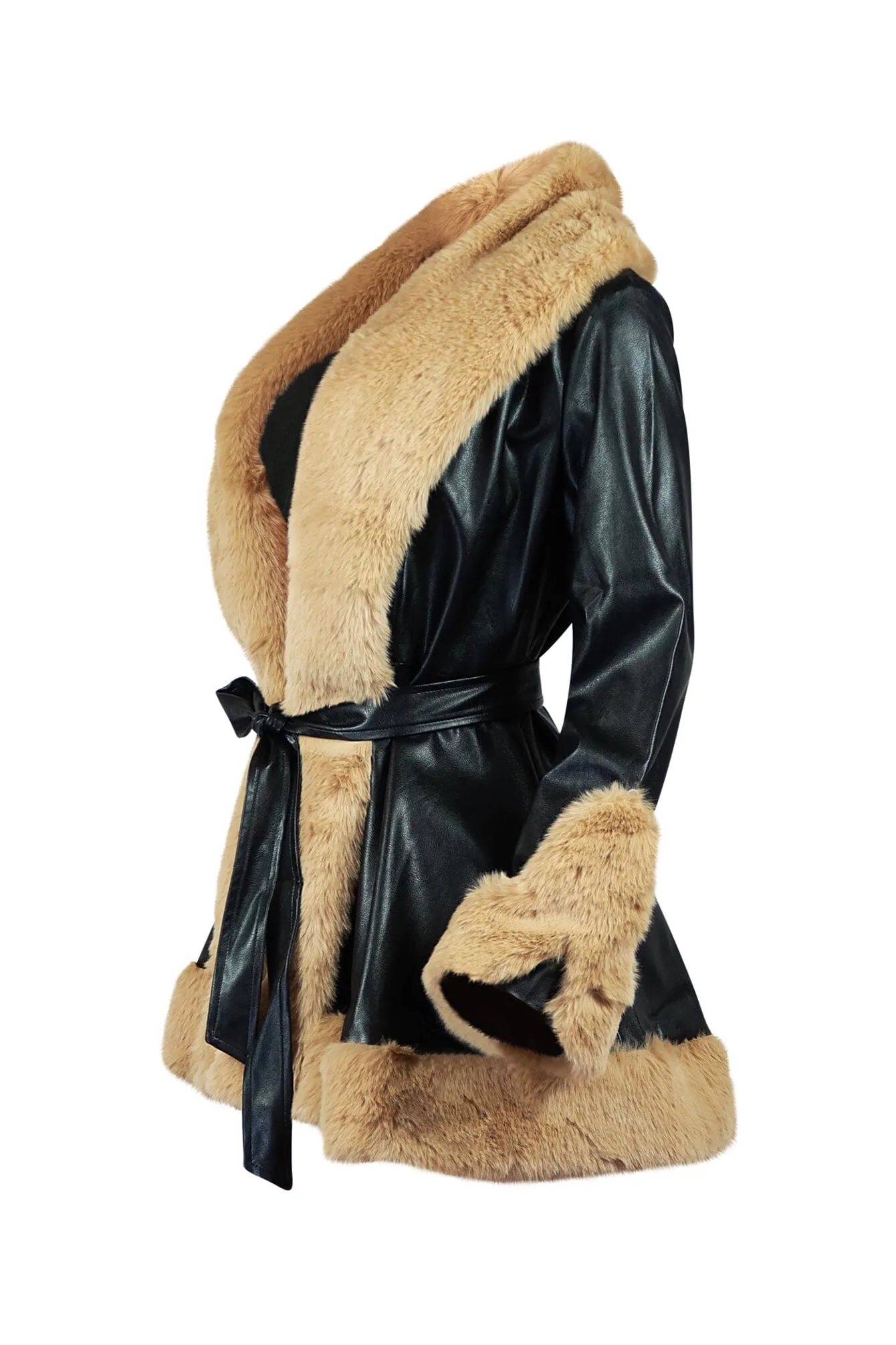 Bronx PU Faux Fur Flare Coat sold by EDGE by Know Style product image thumbnail 5