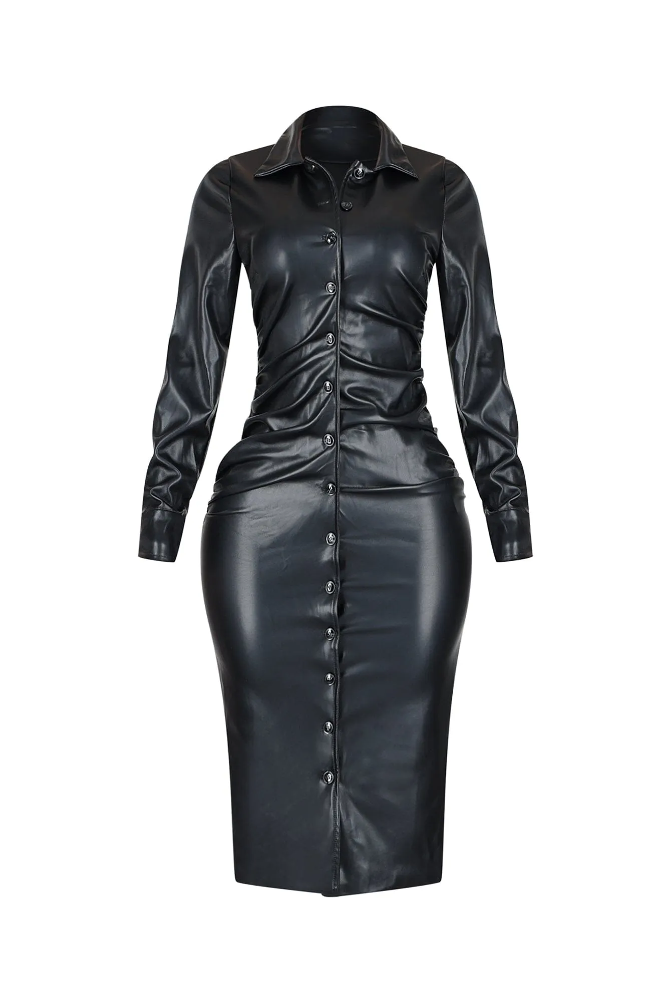 Urban Edge PU Shirt Midi Dress sold by EDGE by Know Style product image thumbnail 3