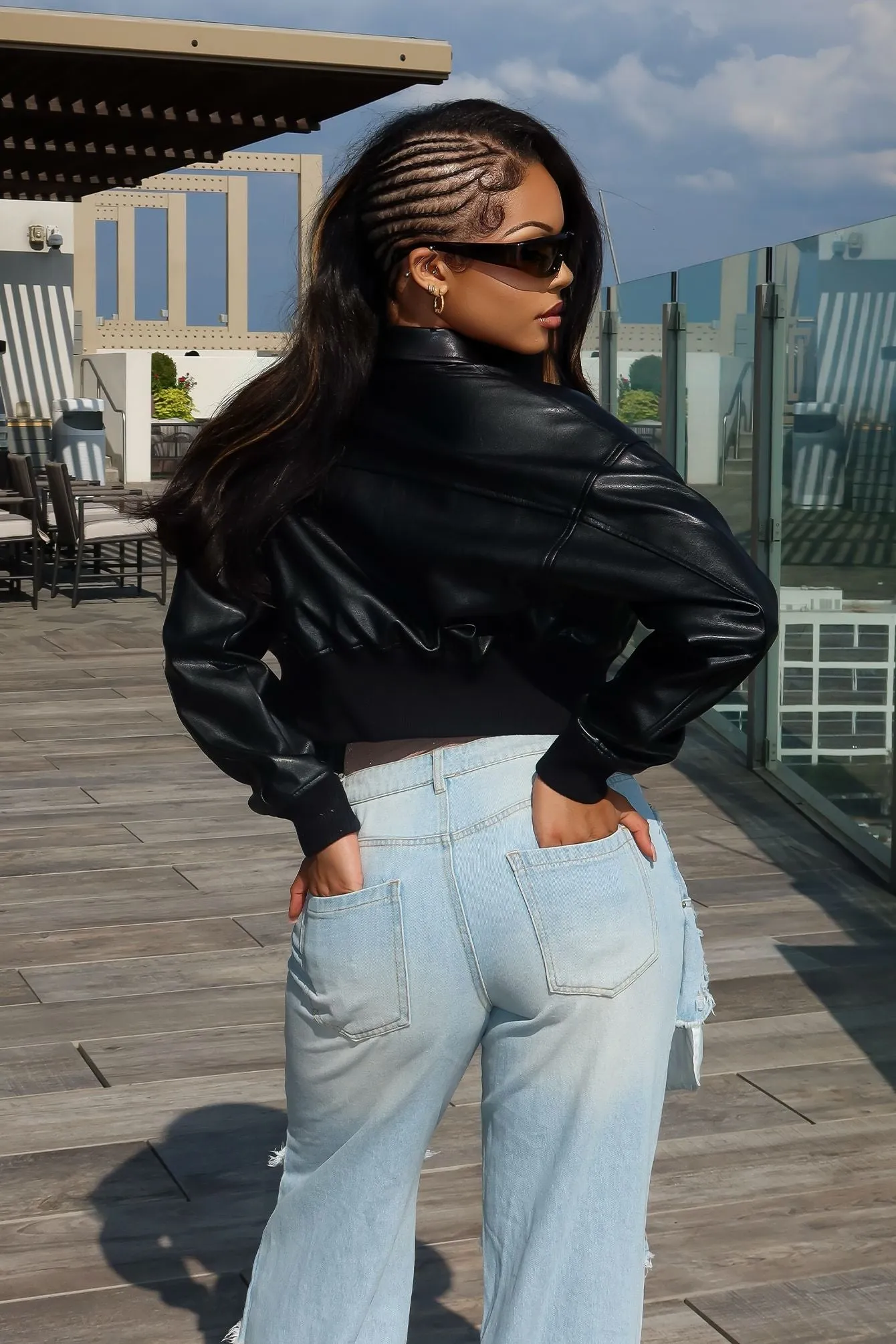 Midnight Rider PU Bomber Jacket sold by EDGE by Know Style product image thumbnail 2