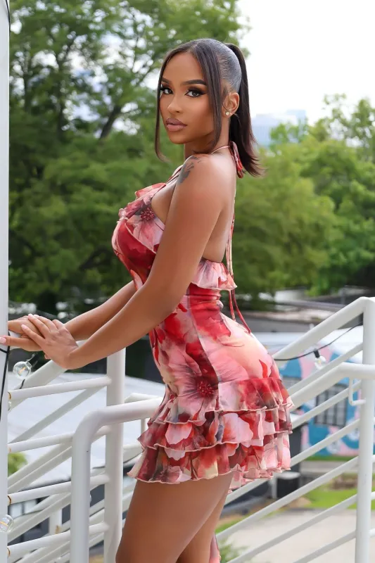 Rosefall Asymmetry Midi Dress sold by EDGE by Know Style