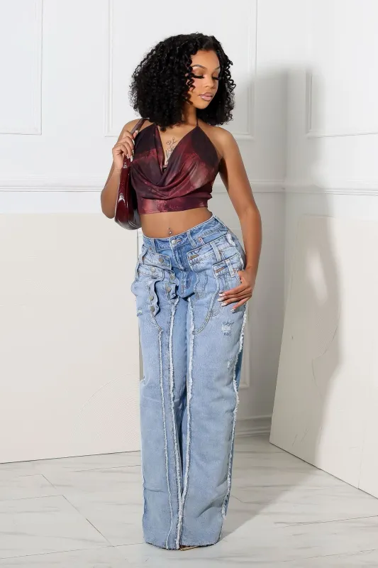 Snappy Mesh Print Halter Neck Tie Top sold by EDGE by Know Style