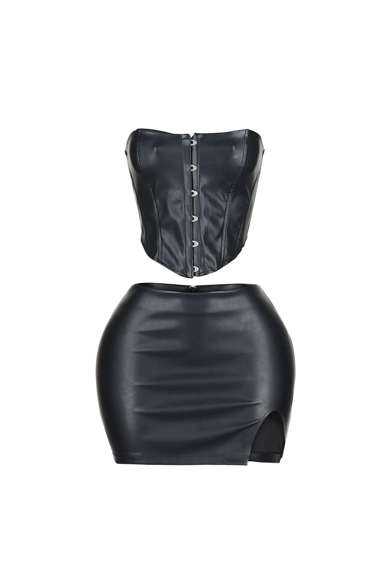 Baddie Style Leather Top & Skirt SET sold by EDGE by Know Style product image thumbnail 4