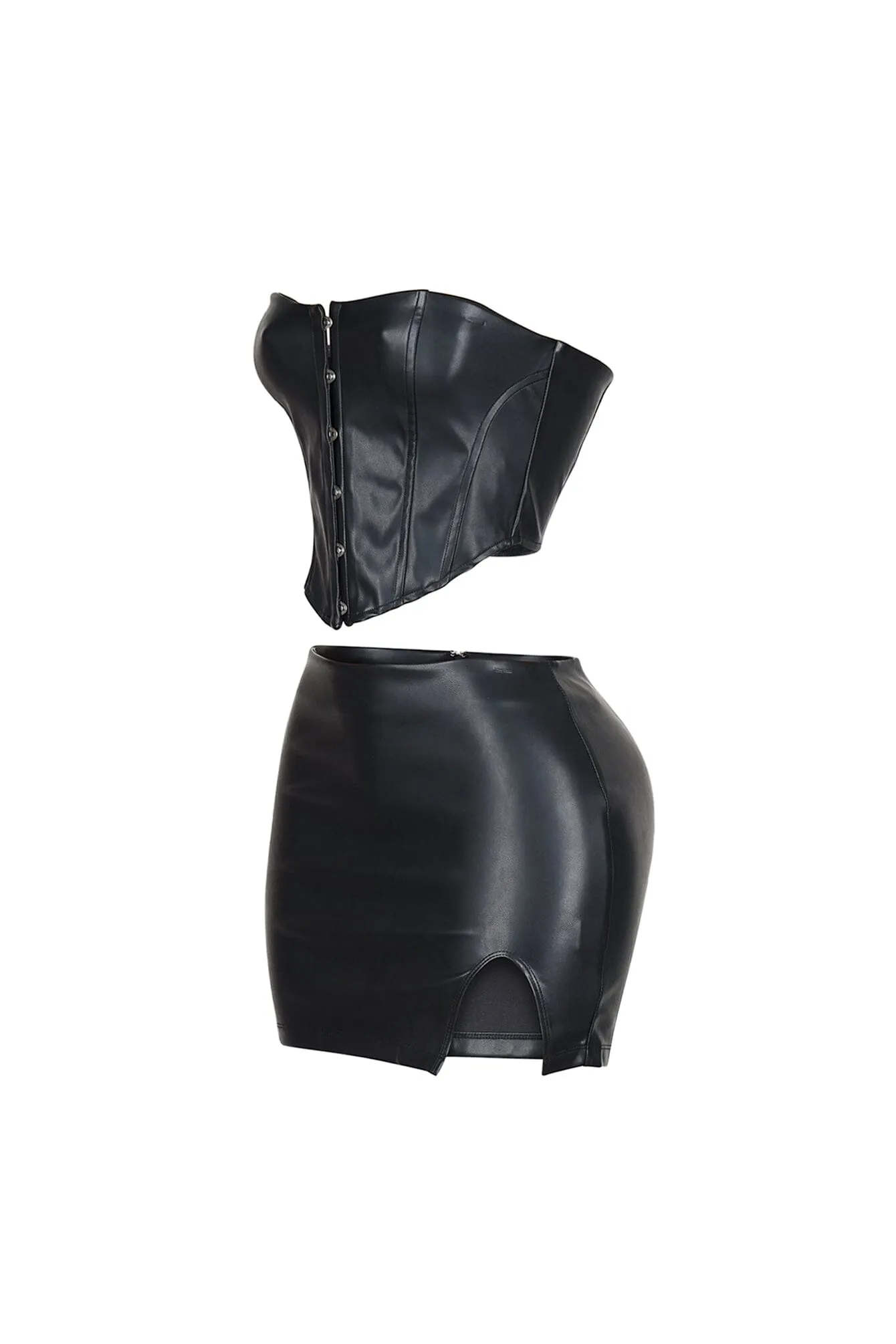 Baddie Style Leather Top & Skirt SET sold by EDGE by Know Style product image thumbnail 5