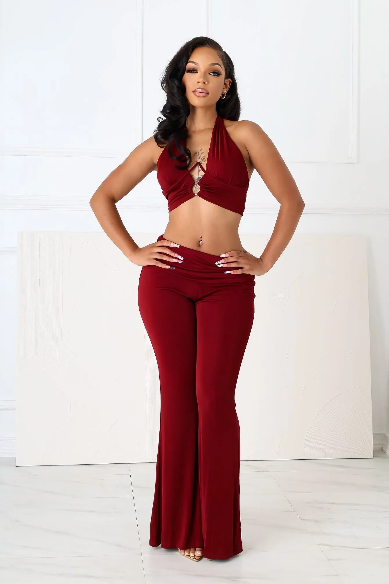 Graceful Passion Crop Top & Pants SET sold by EDGE by Know Style product image thumbnail 3