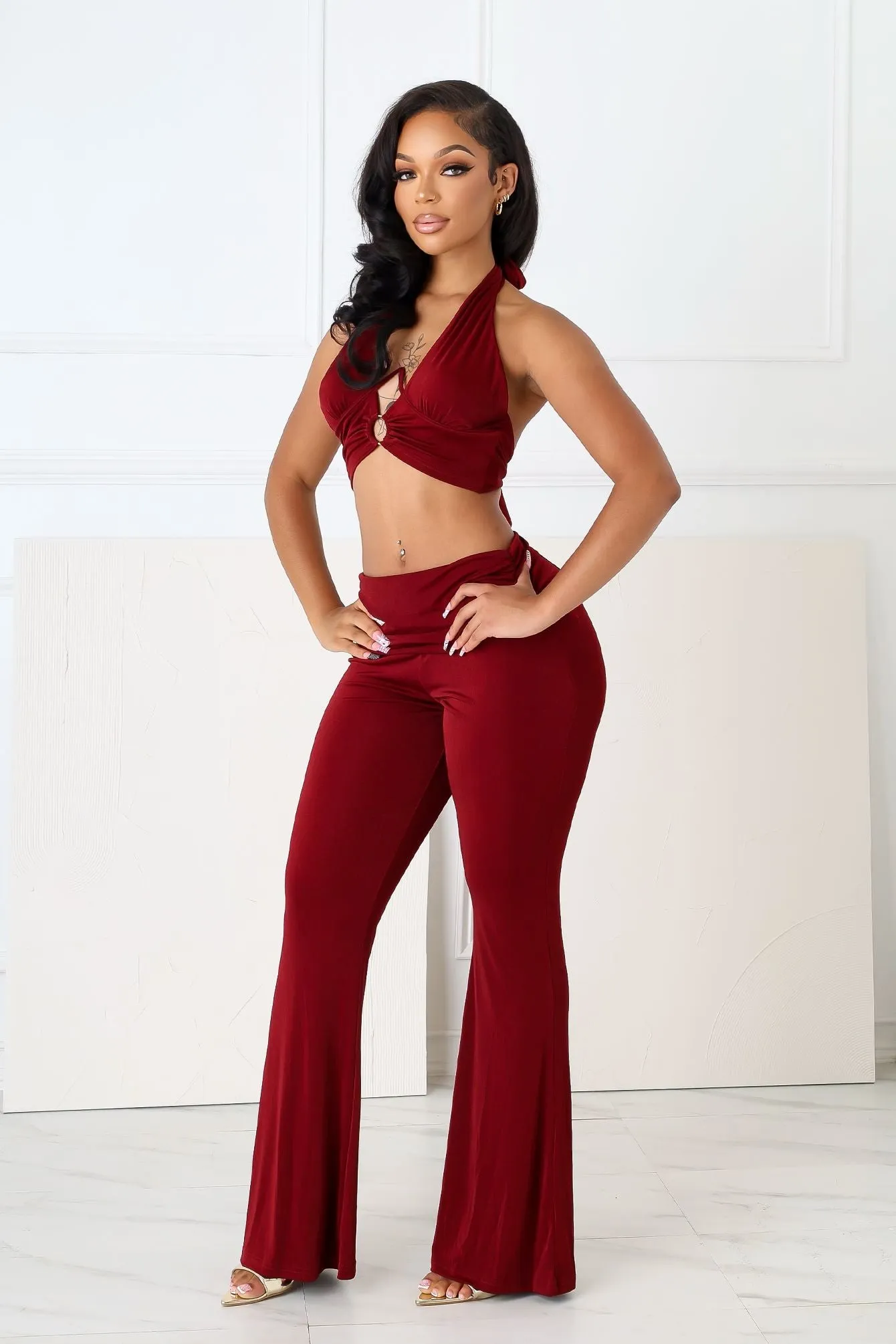Graceful Passion Crop Top & Pants SET sold by EDGE by Know Style product image thumbnail 2