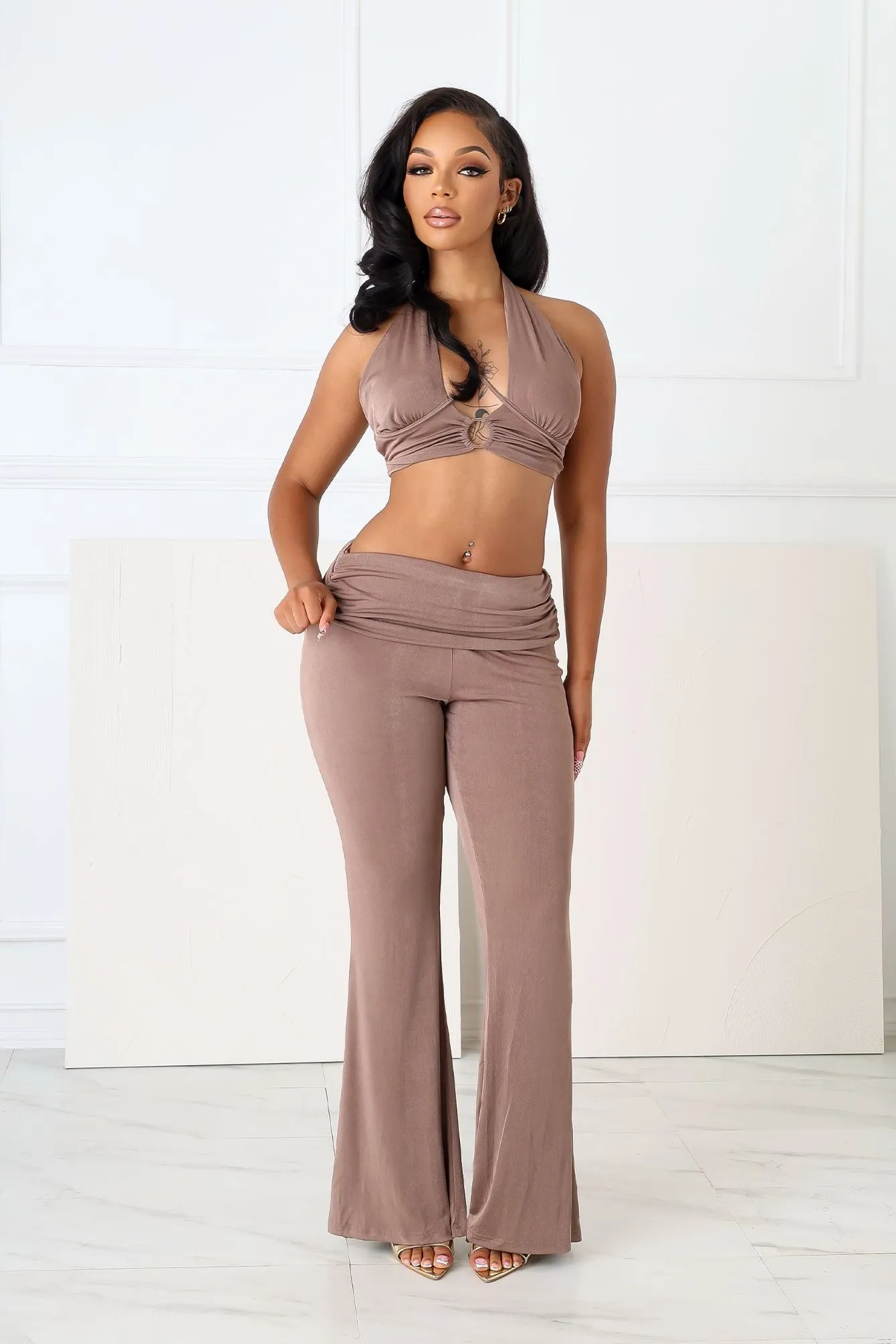 Graceful Passion Crop Top & Pants SET sold by EDGE by Know Style