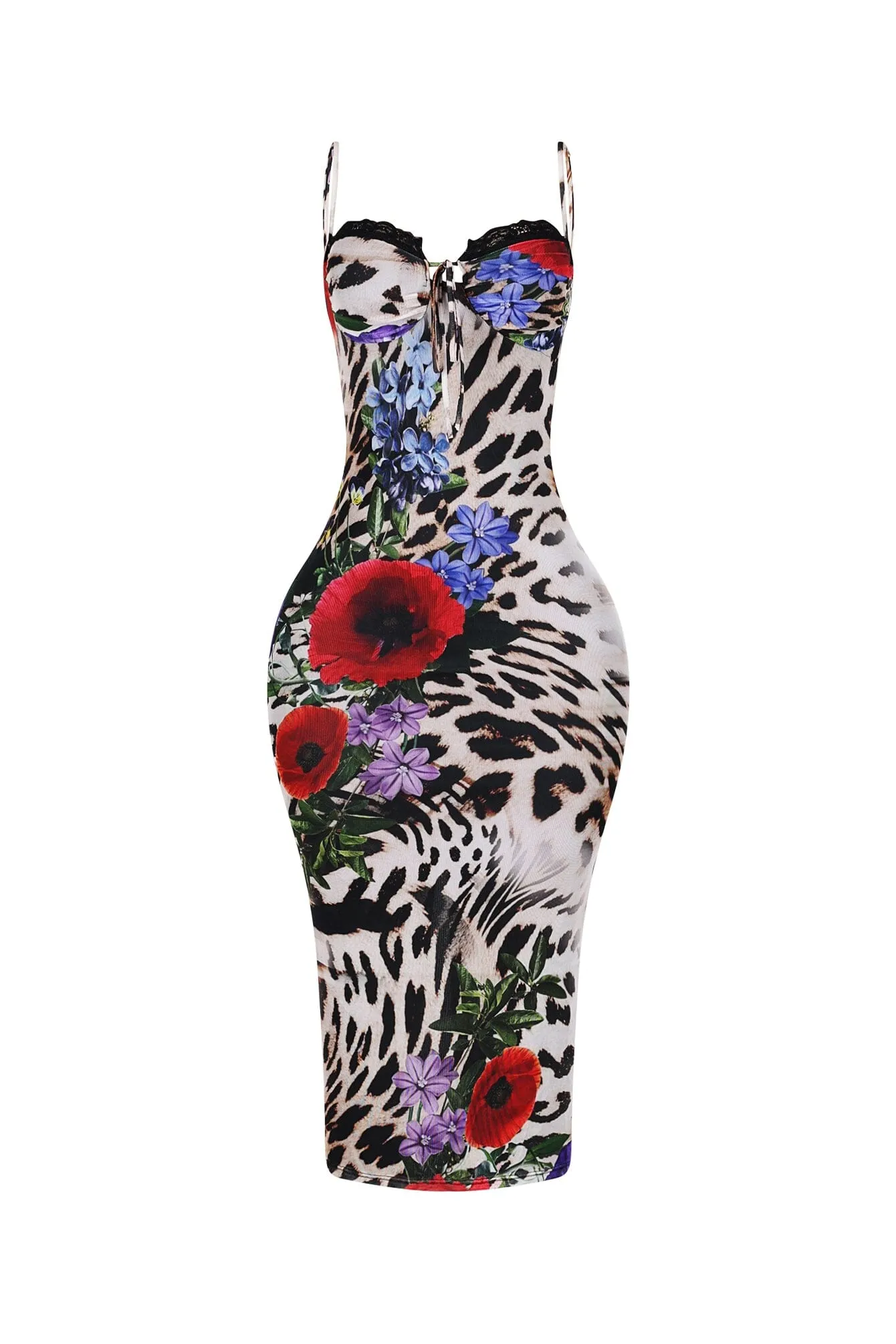 Kiran Leopard Flower Print Midi Dress sold by EDGE by Know Style product image thumbnail 3