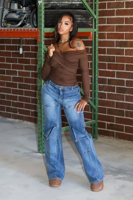 Hi Rise Snap Baggy Jeans sold by EDGE by Know Style