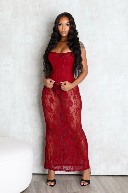 Ebone Lace Corset Maxi Dress sold by EDGE by Know Style