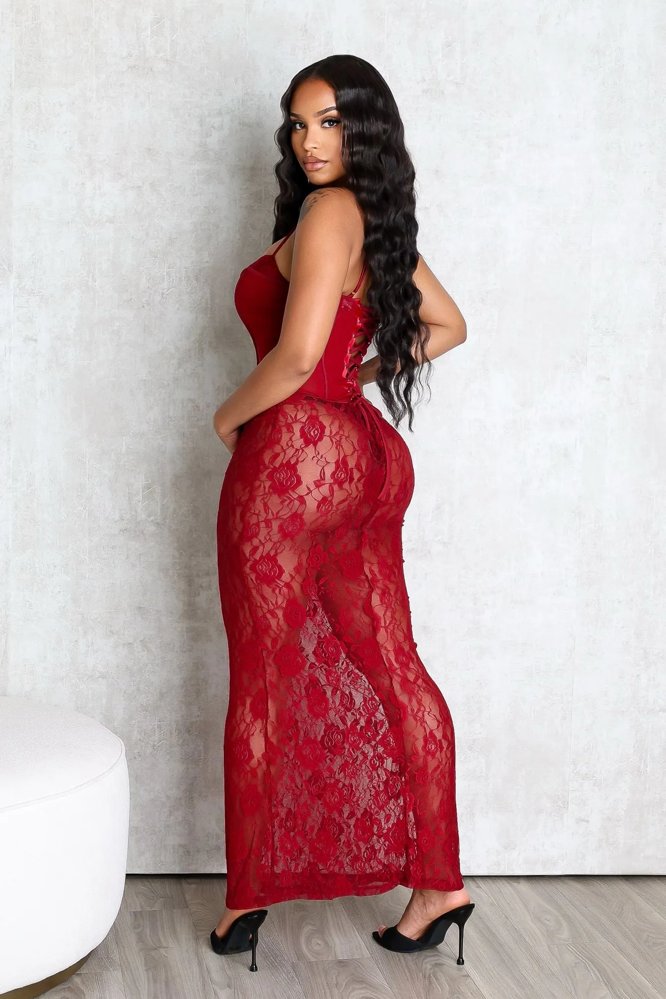 Ebone Lace Corset Maxi Dress sold by EDGE by Know Style product image thumbnail 3