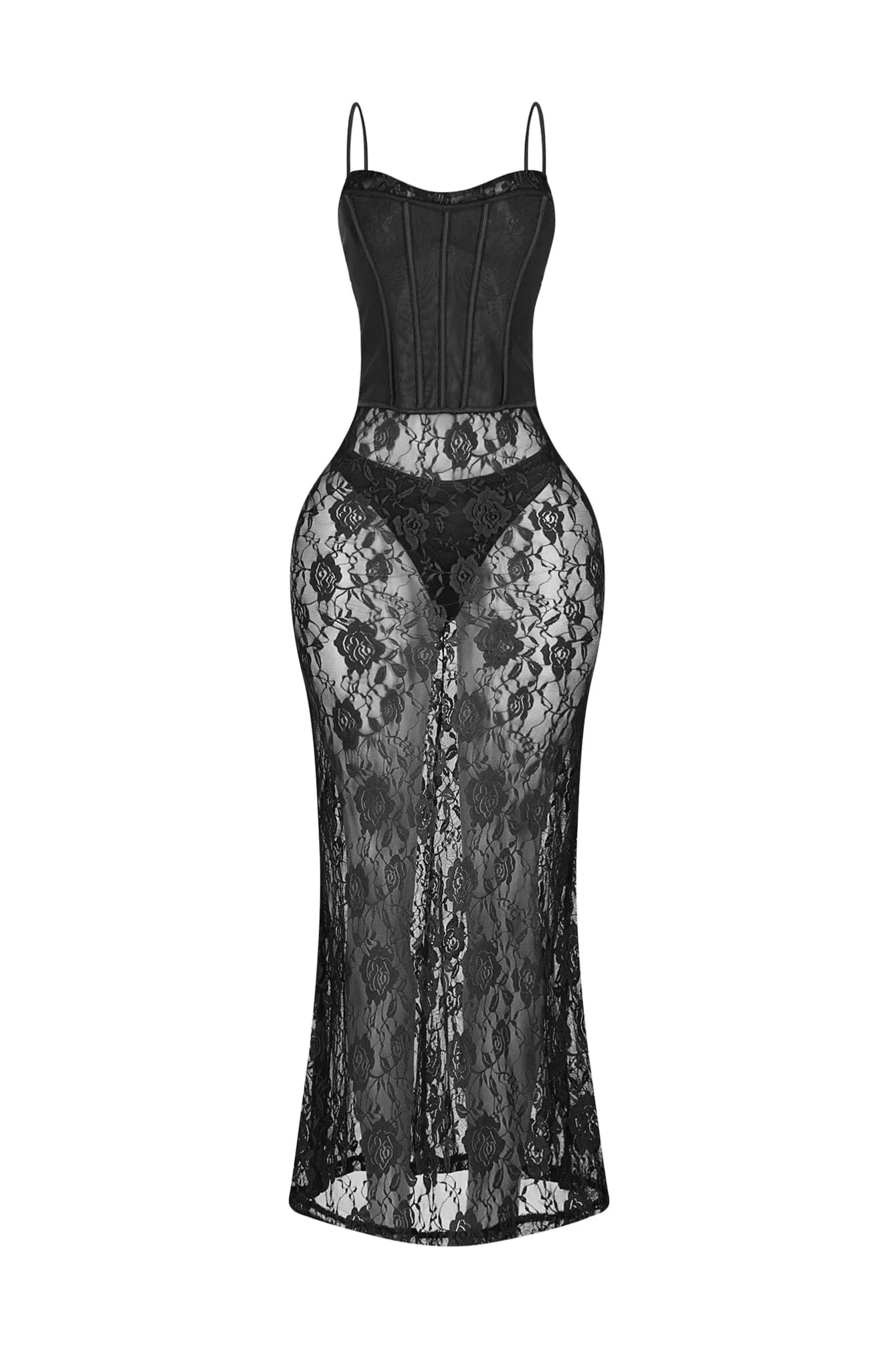 Ebone Lace Corset Maxi Dress sold by EDGE by Know Style product image thumbnail 5