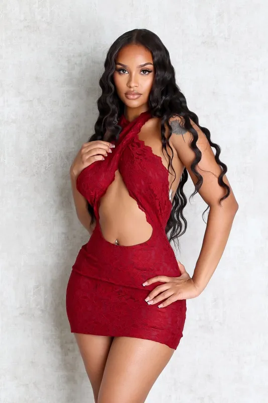 Esmee Cross Halter Neck Mini Dress sold by EDGE by Know Style