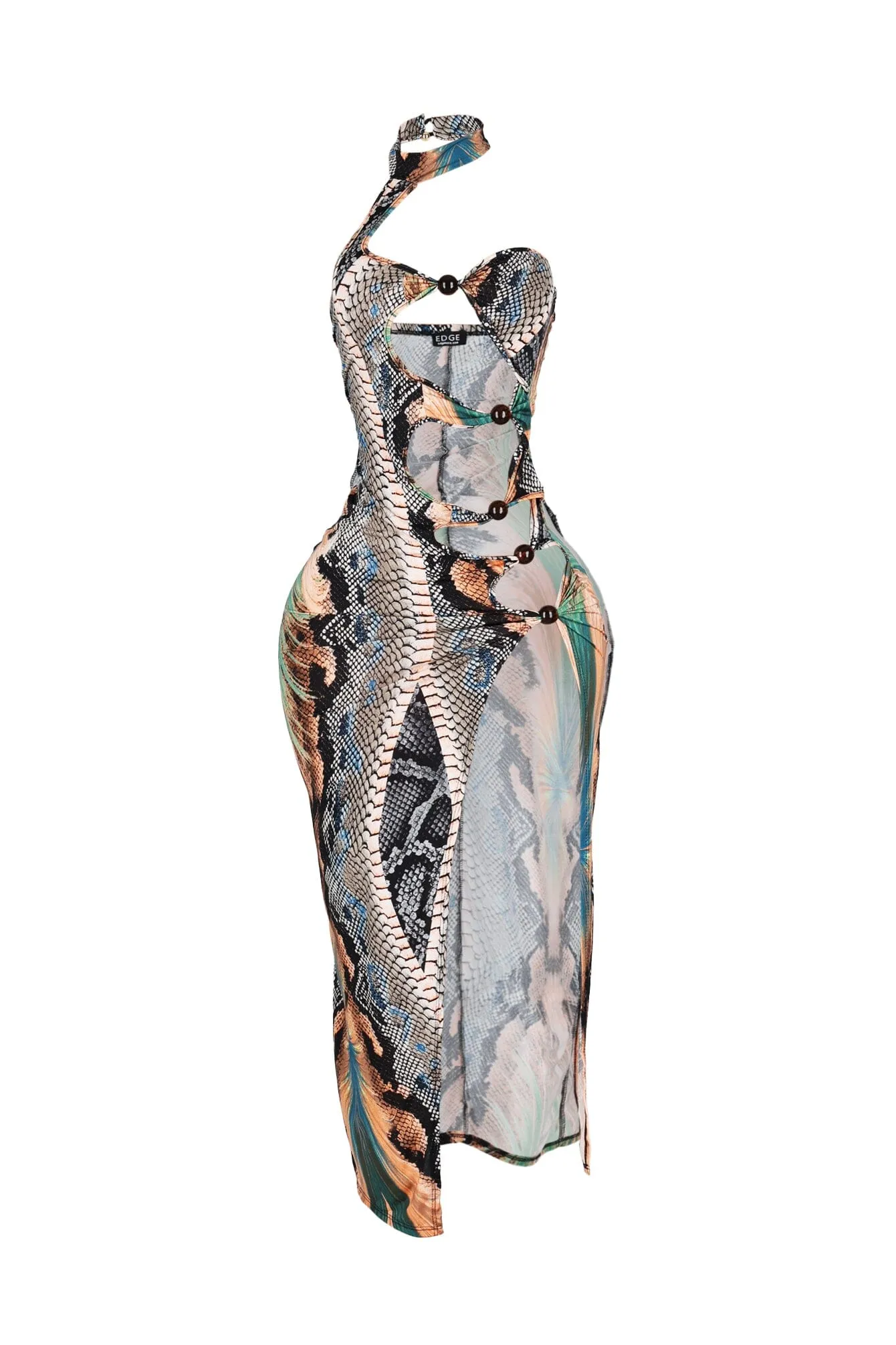 Quell Veneshiа Snake Print Midi Dress sold by EDGE by Know Style product image thumbnail 4