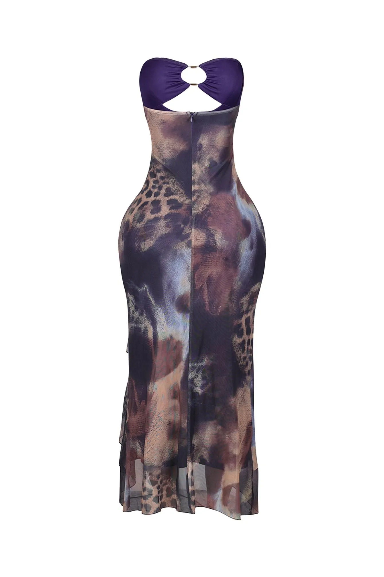 Leona Mesh Print Ruffle Tube Dress sold by EDGE by Know Style product image thumbnail 5