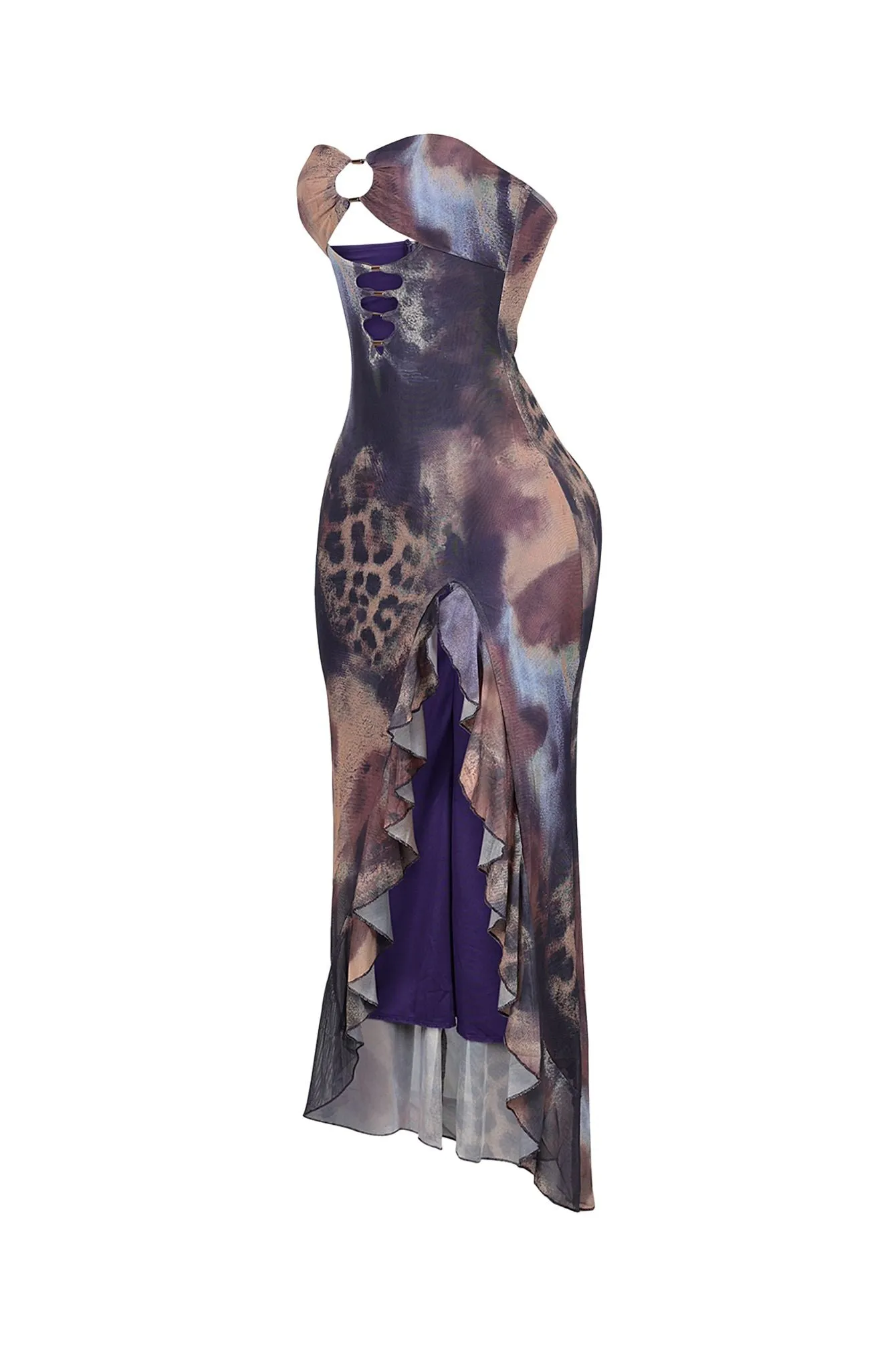 Leona Mesh Print Ruffle Tube Dress sold by EDGE by Know Style product image thumbnail 4