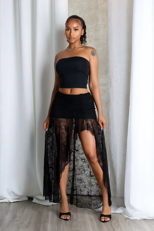 Noctelle Nights Mesh Lace Midi Skirt sold by EDGE by Know Style