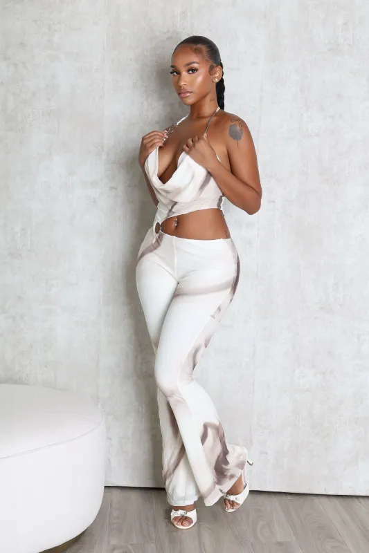 Quasar Mesh Print Cowl Neck Jumpsuit sold by EDGE by Know Style