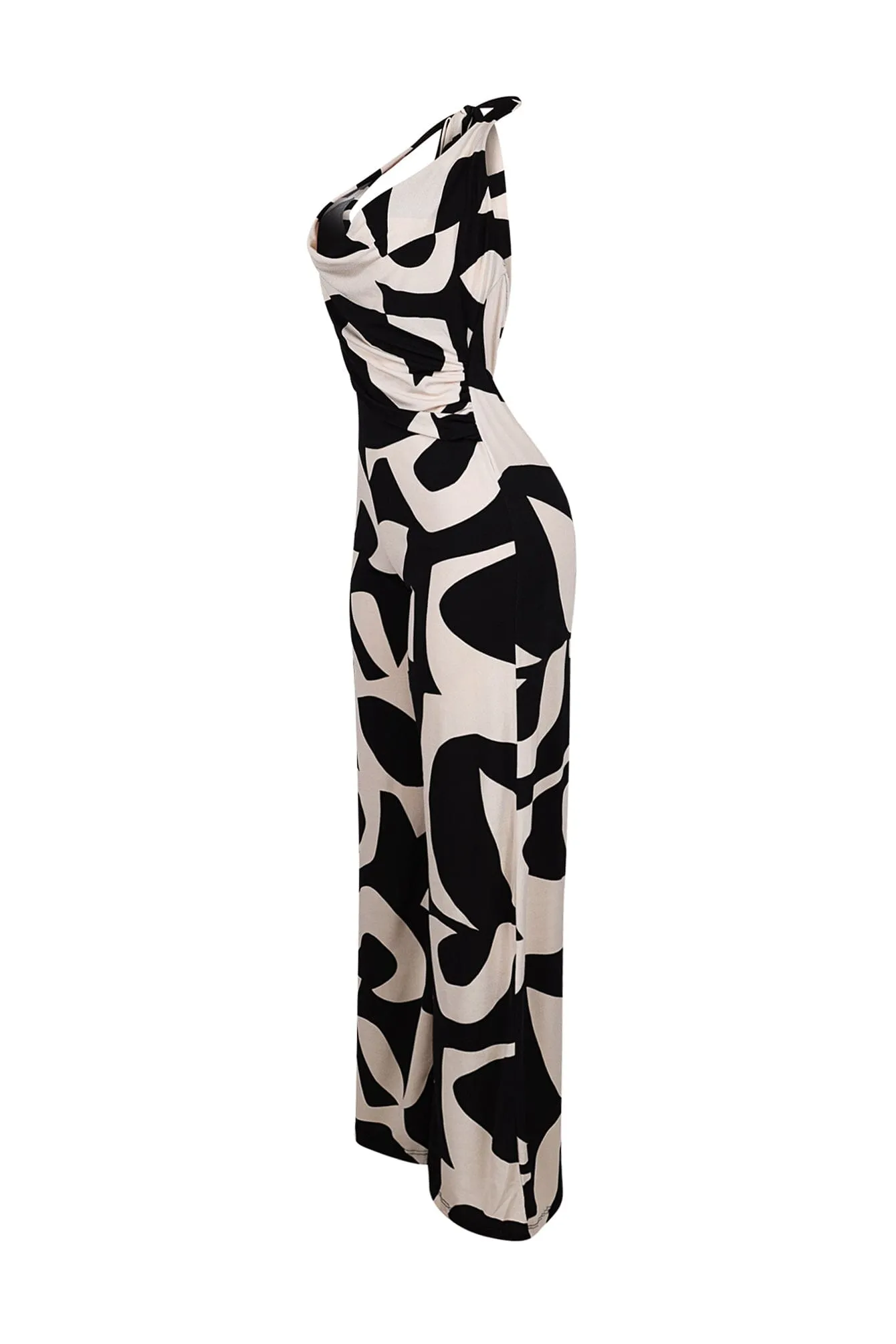 Chic Mesh Printed Cowl Neck Jumpsuit sold by EDGE by Know Style product image thumbnail 5